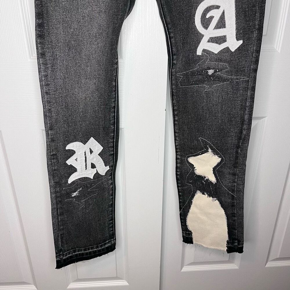 NWT mnml Men's D198 War Straight Denim Size 31 Distressed gray black denim - Picture 4 of 9